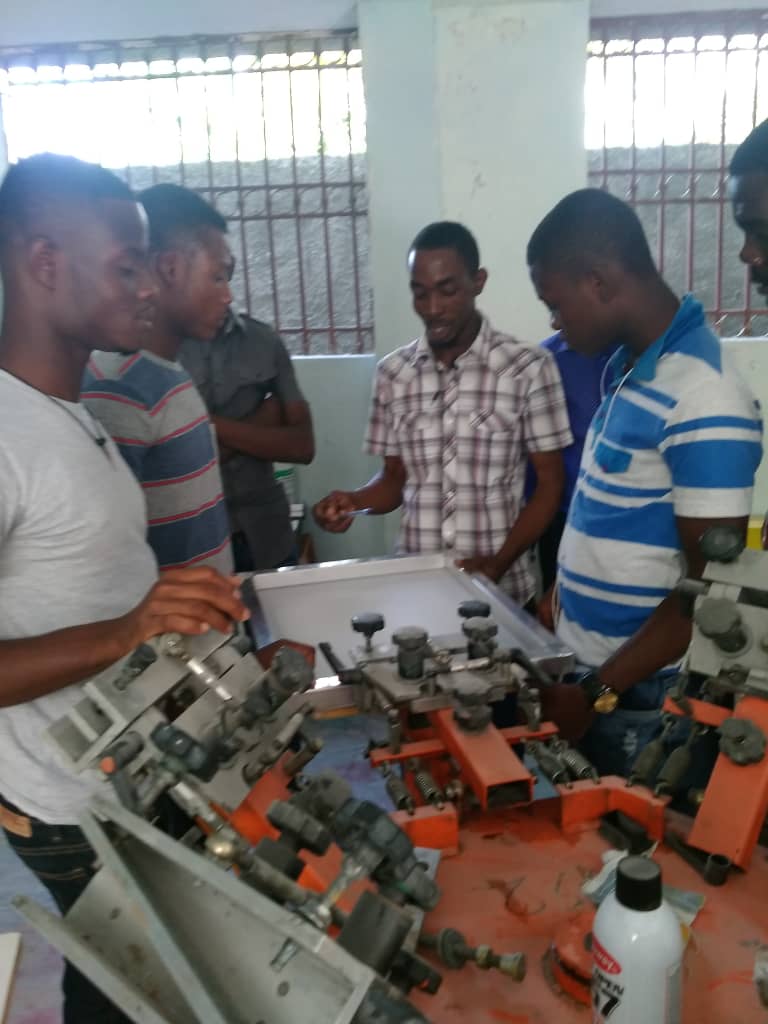 T-Shirt printing operation. St. Anne Parish of Saintard, Arcahaie, Haiti.